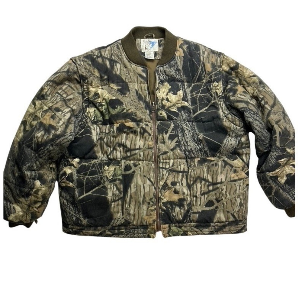 Trophy Ridge Camo Puffer Jacket Quilted Insulated Full Zip Mens XL Mossy Oak